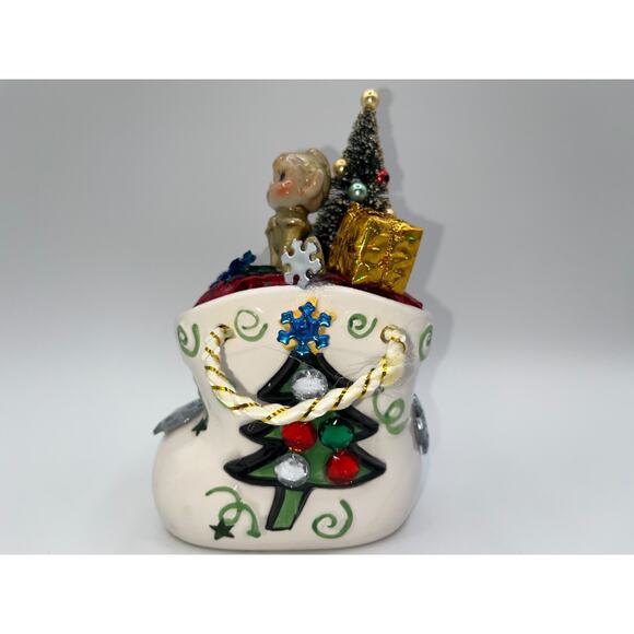 Vintage Ceramic Christmas Elf Pixie Spreading a little holiday Pixie Dust ! OOAK - Picture 7 of 16